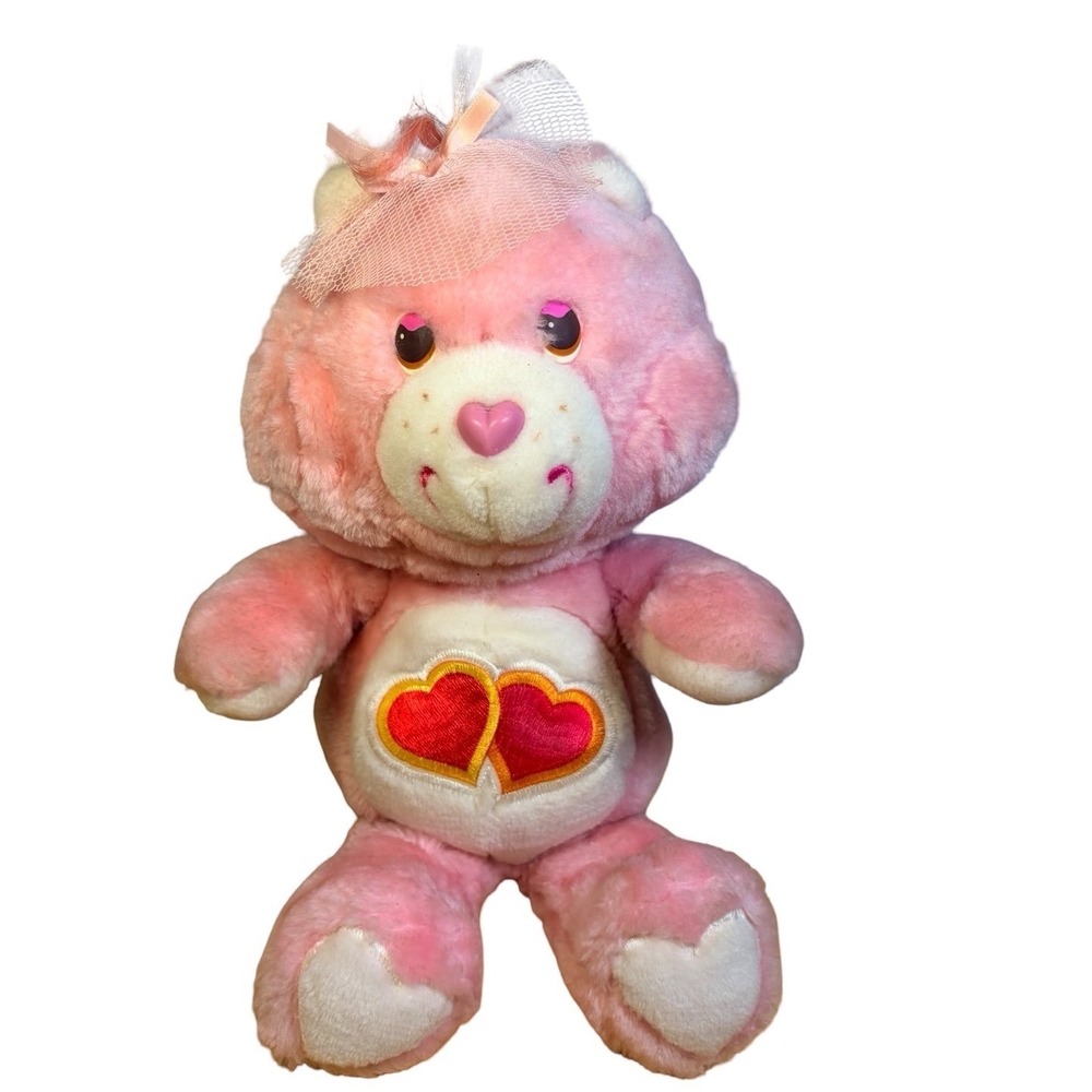 Vtg 1983 Kenner Care Bears Love A Lot Bear Plush Wedding Bride Veil Bow Toy Rare